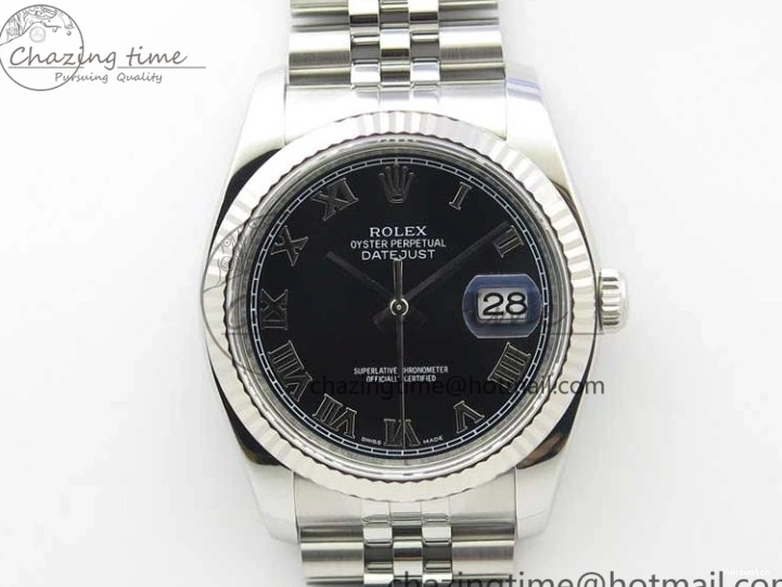 Dial Bracelet Markers Edition SH3135 116234 Roman on Black DateJust SS Jubilee 1:1 36 904L Steel Best ARF V3 0117